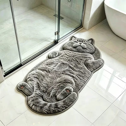 Cute Cartoon Lazy Cat-Shaped Rug Fun Creative Home Decor for Bedroom beside Floor Mat Entrance Bathroom Washable Soft Carpet