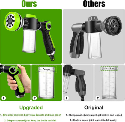 Dog Washing Hose Attachment, 8-In-1 Sprayer Mode Garden Hose Nozzle with Pet Bathing Brush and 100Cc Soap Dispenser Bottle, Adopted in Watering Flowers, Car Wash, Dog and Horse Showering (Green)
