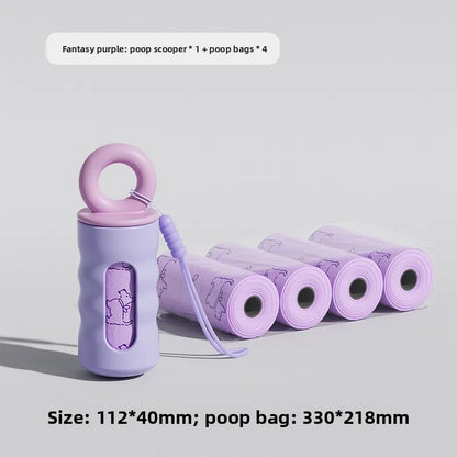 Cute Dog Poop Bag Dispenser with 4 Rolls Dog Waste Bags, Portable Pet Poop Bag Holder for Leash, Kawaii Dog Walking Accessories, Durable Plastic Bag Dispenser for Small Medium Large Dogs, Perfect Gift for Dog Lovers