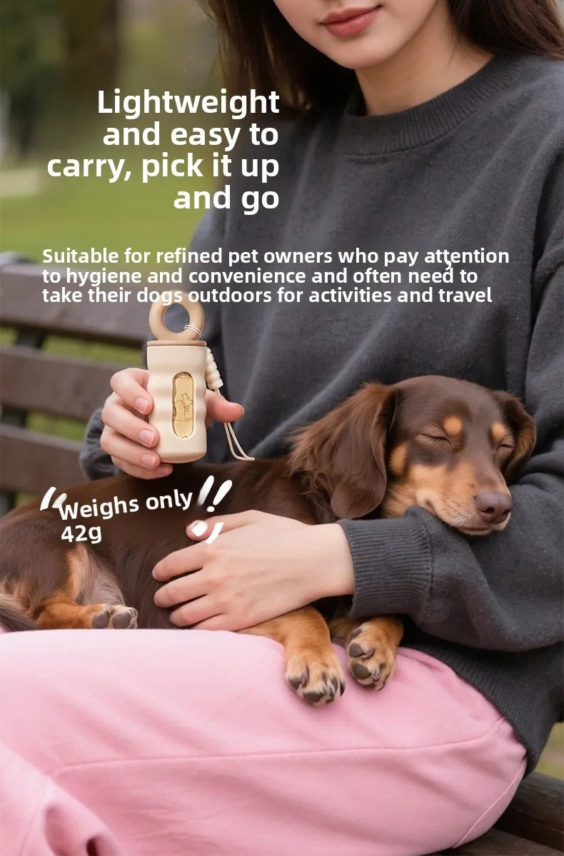 Cute Dog Poop Bag Dispenser with 4 Rolls Dog Waste Bags, Portable Pet Poop Bag Holder for Leash, Kawaii Dog Walking Accessories, Durable Plastic Bag Dispenser for Small Medium Large Dogs, Perfect Gift for Dog Lovers