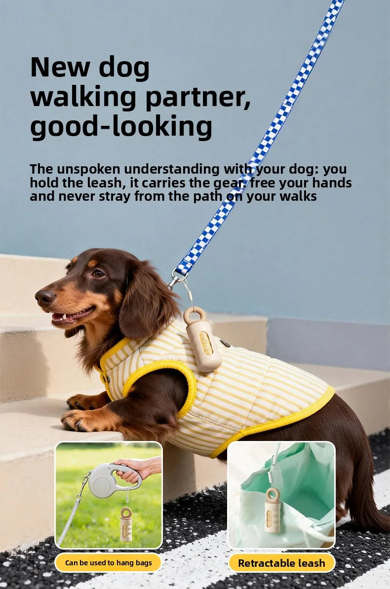 Cute Dog Poop Bag Dispenser with 4 Rolls Dog Waste Bags, Portable Pet Poop Bag Holder for Leash, Kawaii Dog Walking Accessories, Durable Plastic Bag Dispenser for Small Medium Large Dogs, Perfect Gift for Dog Lovers