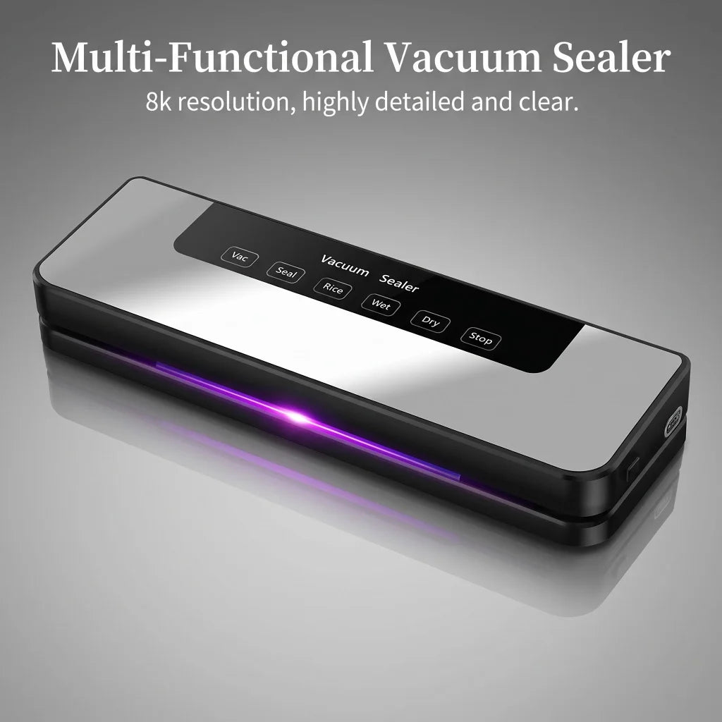 Vacuum Sealer Machine US Plug 110V Automatic Vacuum Sealing Machine with Purple Light Sterilization Dry Wet Oil Powder Food Sealer 30Cm Sealing Width with External Pump Tube Comes with 30Pcs 20X30Cm Textured Bags for Food Preservation