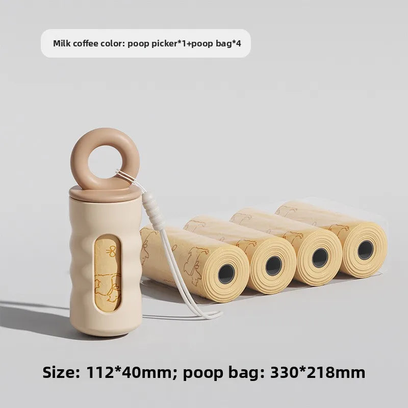 Cute Dog Poop Bag Dispenser with 4 Rolls Dog Waste Bags, Portable Pet Poop Bag Holder for Leash, Kawaii Dog Walking Accessories, Durable Plastic Bag Dispenser for Small Medium Large Dogs, Perfect Gift for Dog Lovers