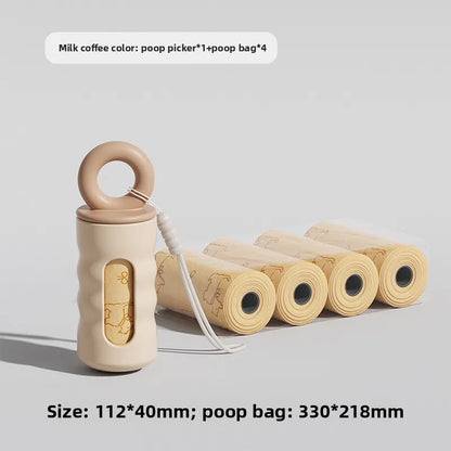 Cute Dog Poop Bag Dispenser with 4 Rolls Dog Waste Bags, Portable Pet Poop Bag Holder for Leash, Kawaii Dog Walking Accessories, Durable Plastic Bag Dispenser for Small Medium Large Dogs, Perfect Gift for Dog Lovers